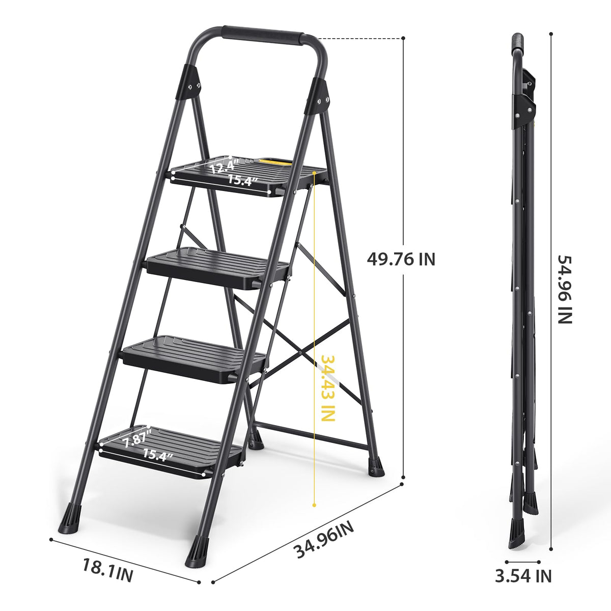 KINGRACK 4-step ladder carrying handle for easy transport.