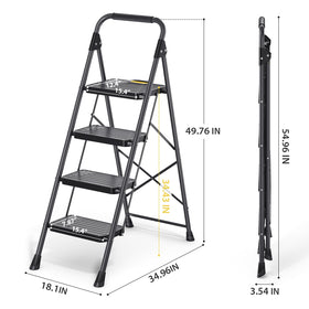 KINGRACK 4-step ladder carrying handle for easy transport.