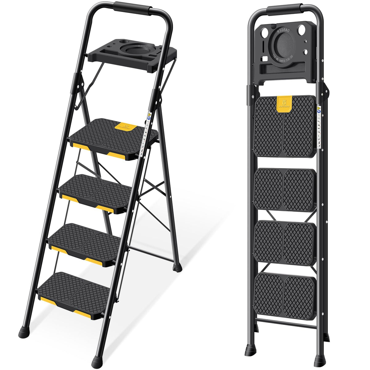 KINGRACK 4-step ladder with steel frame for stable indoor tasks.