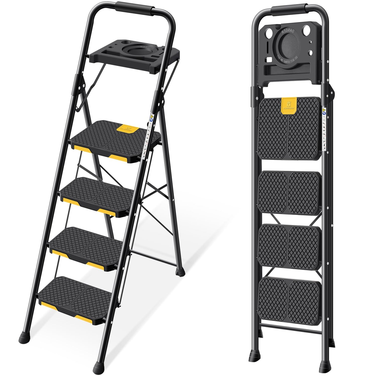 KINGRACK 4-step ladder with steel frame for stable indoor tasks.