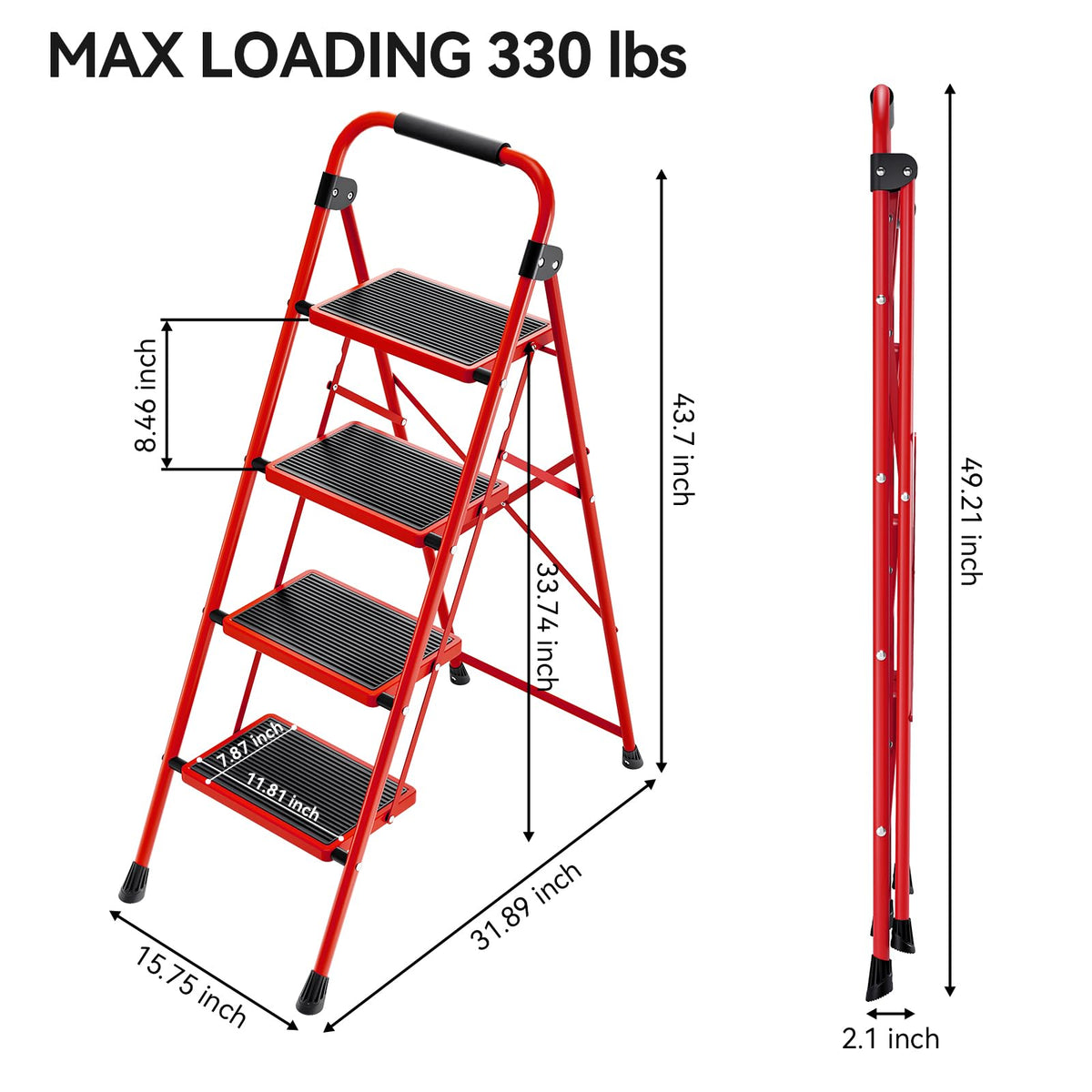 KINGRACK 4-Step Ladder suitable for indoors and outdoors, offering versatile access.