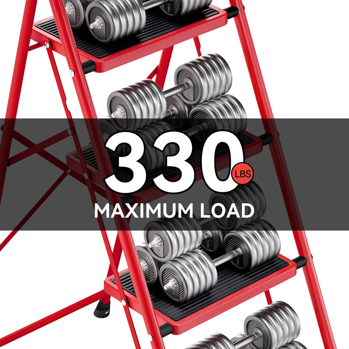 KINGRACK 4-Step Ladder non-slip pedals enhance grip during climbs.