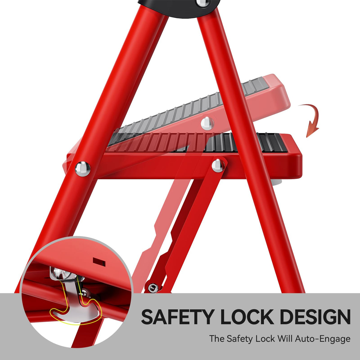 KINGRACK 4-Step Ladder safety lock ensures secure setup.