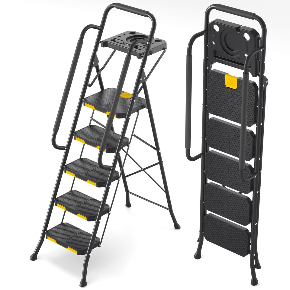 KINGRACK 5-Step Ladder anti-slip pedals for secure footing