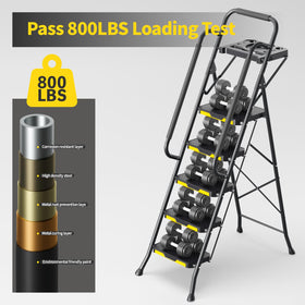 KINGRACK 5-Step Ladder with handrails for easy grip