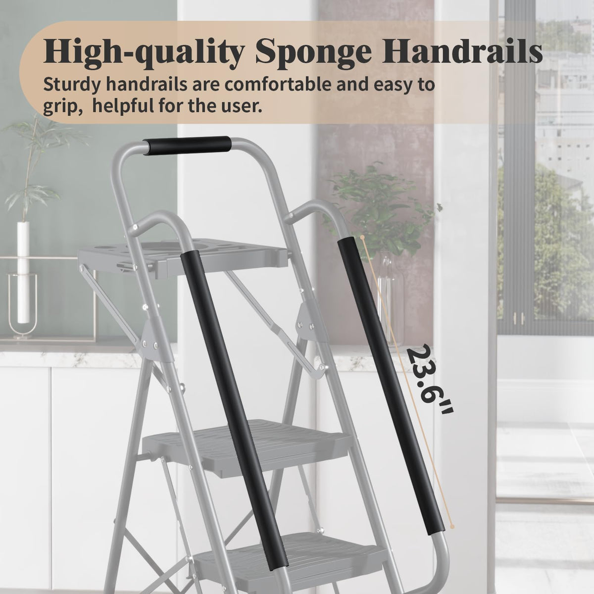 KINGRACK ladder with sponge handrails for comfortable grip.