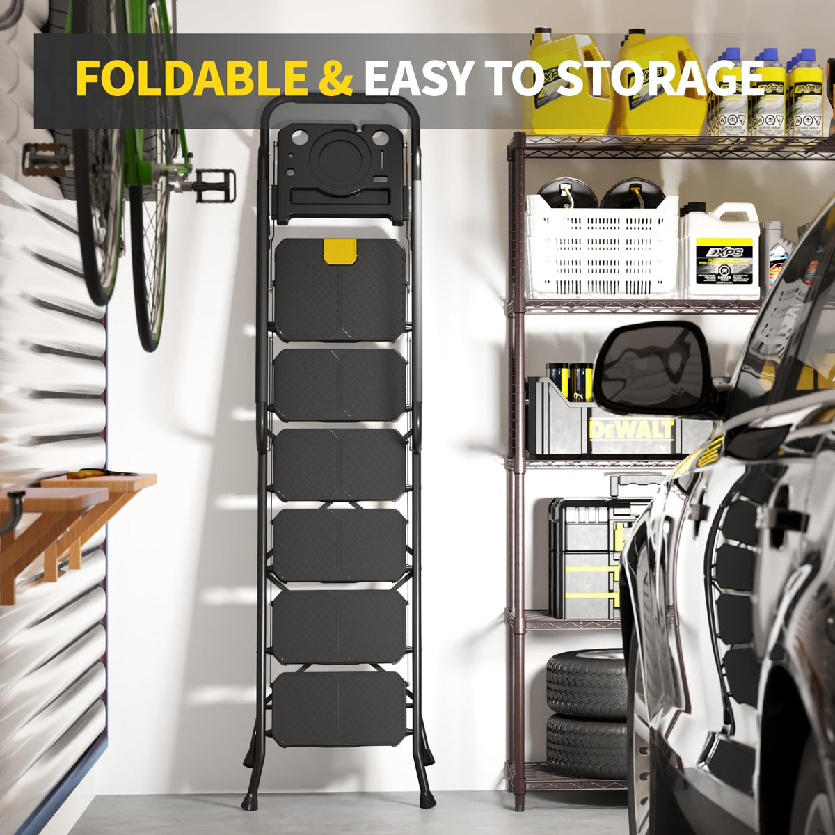 KingRACK 6-step ladder handrails provide extra grip and safety
