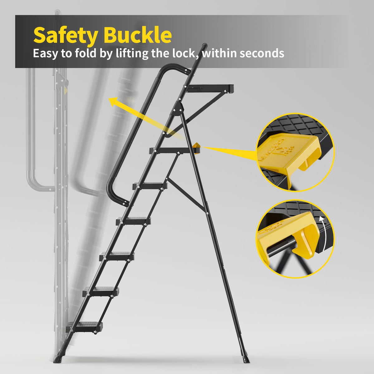 KingRACK 6-step ladder open dimensions for easy reach to high tasks