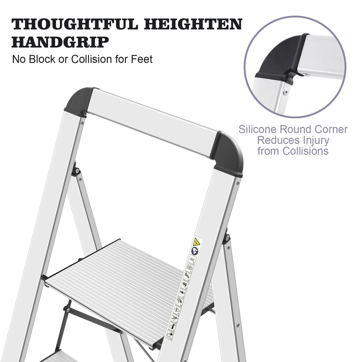 Kingrack aluminium 4-step ladder anti-slip pedals for safe footing.