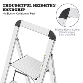 Kingrack aluminium 4-step ladder anti-slip pedals for safe footing.