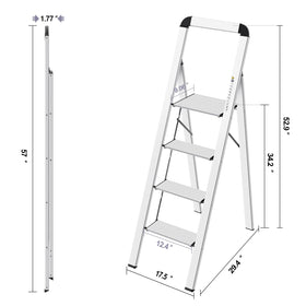 Kingrack aluminium 4-step ladder storage compact fits in tight spaces.