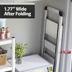 KINGRACK aluminium 5-step ladder anti-slip pedals for extra stability.
