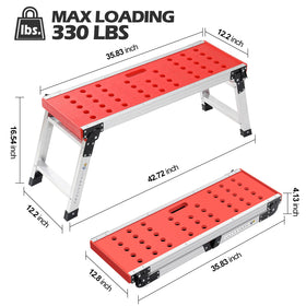 KINGRACK unfolded platform dimensions offer wide, stable workspace.
