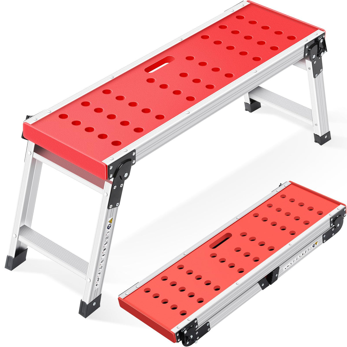 KINGRACK folding work platform in open setup offers roomy standing space for tasks.