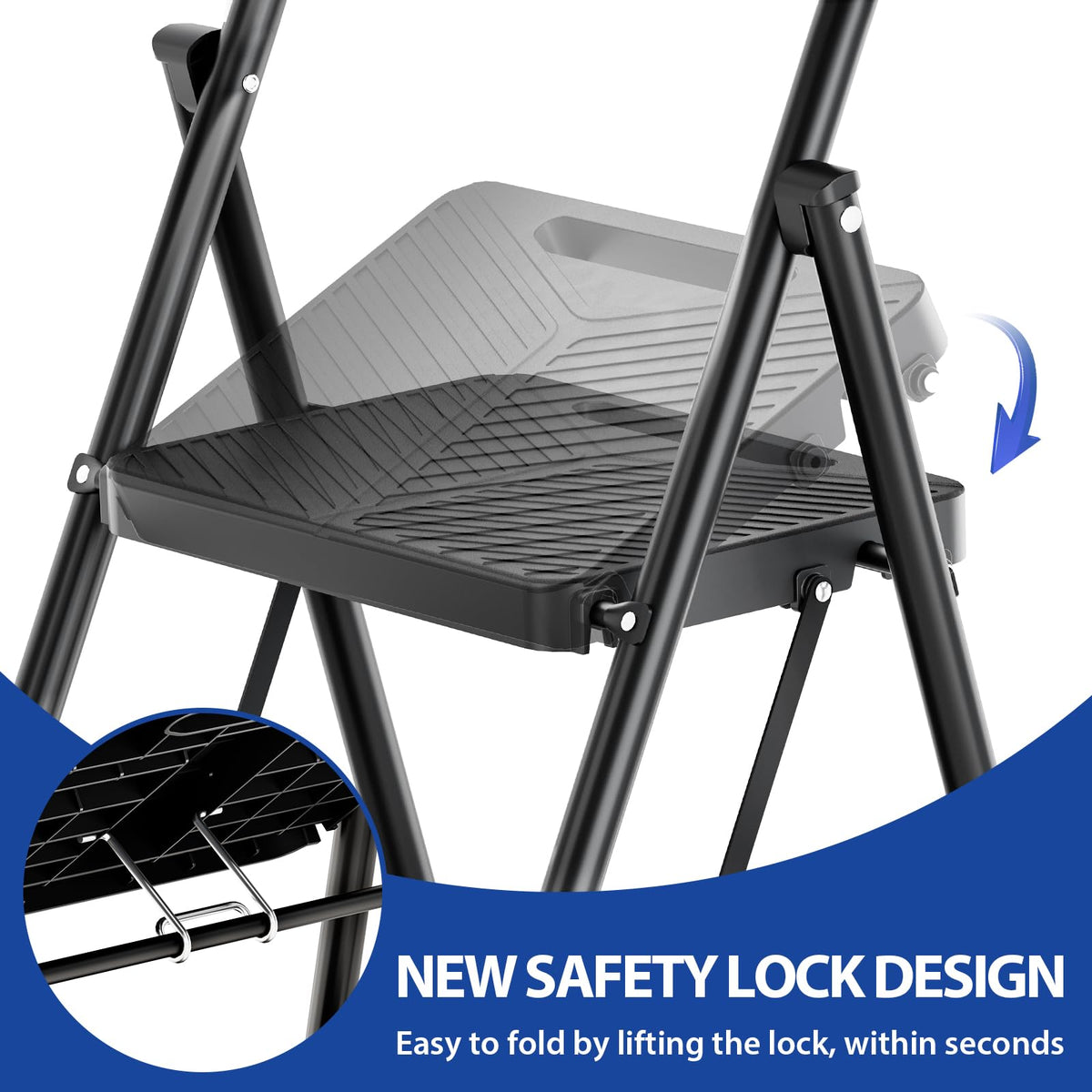 KINGRACK non-slip rubber feet keep the ladder stable on various floors.