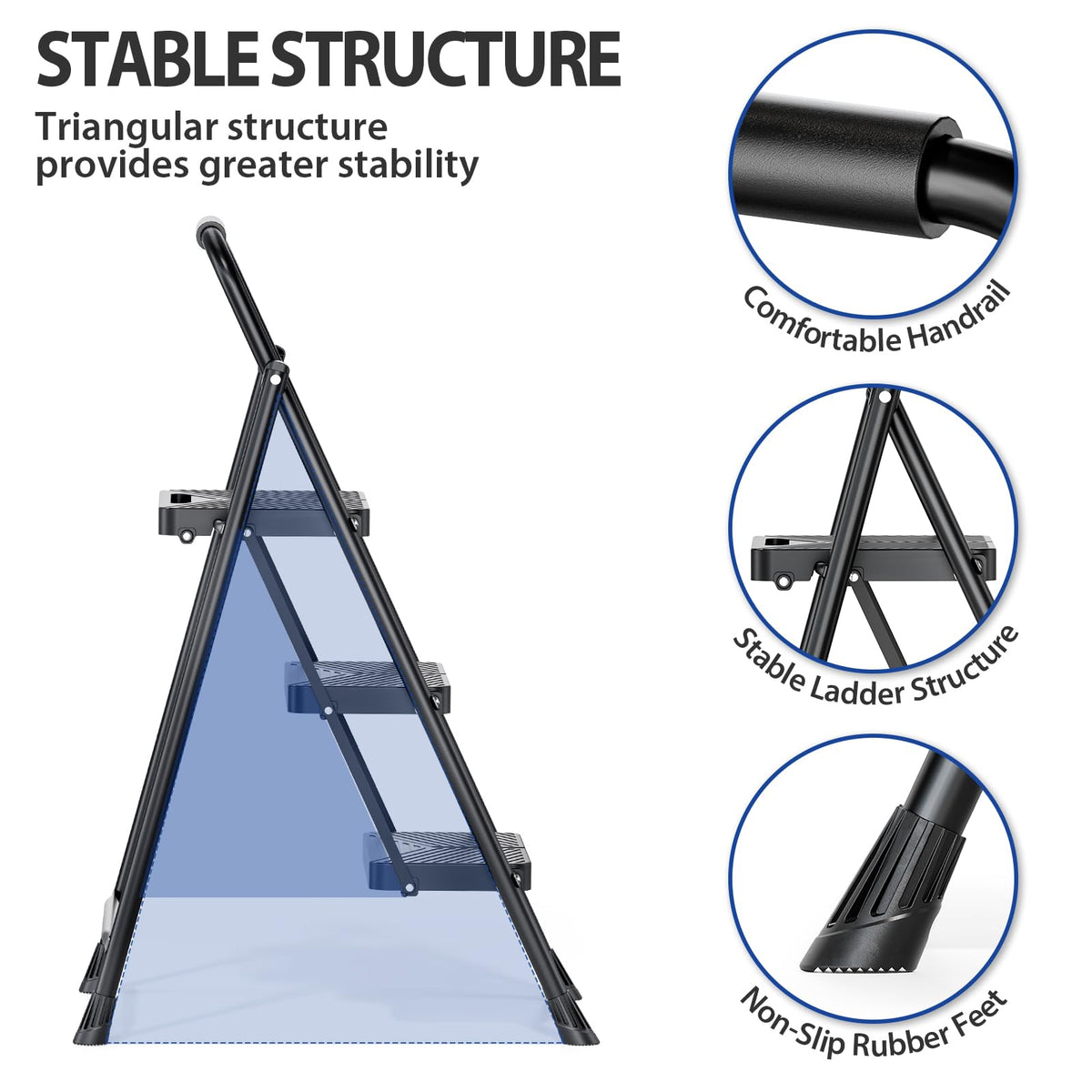KINGRACK reinforced back support adds stability when climbing the ladder.