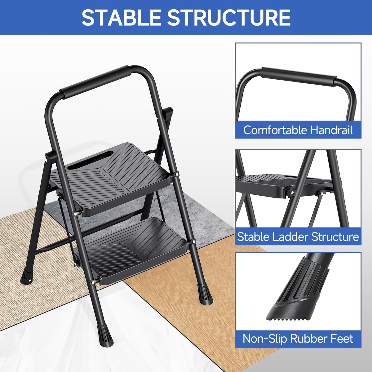 Kingrack rubber feet prevent slipping and protect floors.