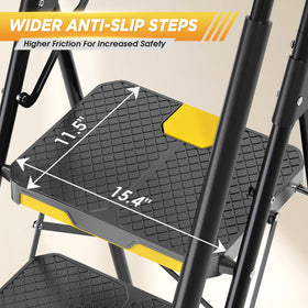 KINGRACK Step Ladder open with tool platform supporting elevated tasks and workspace efficiency.