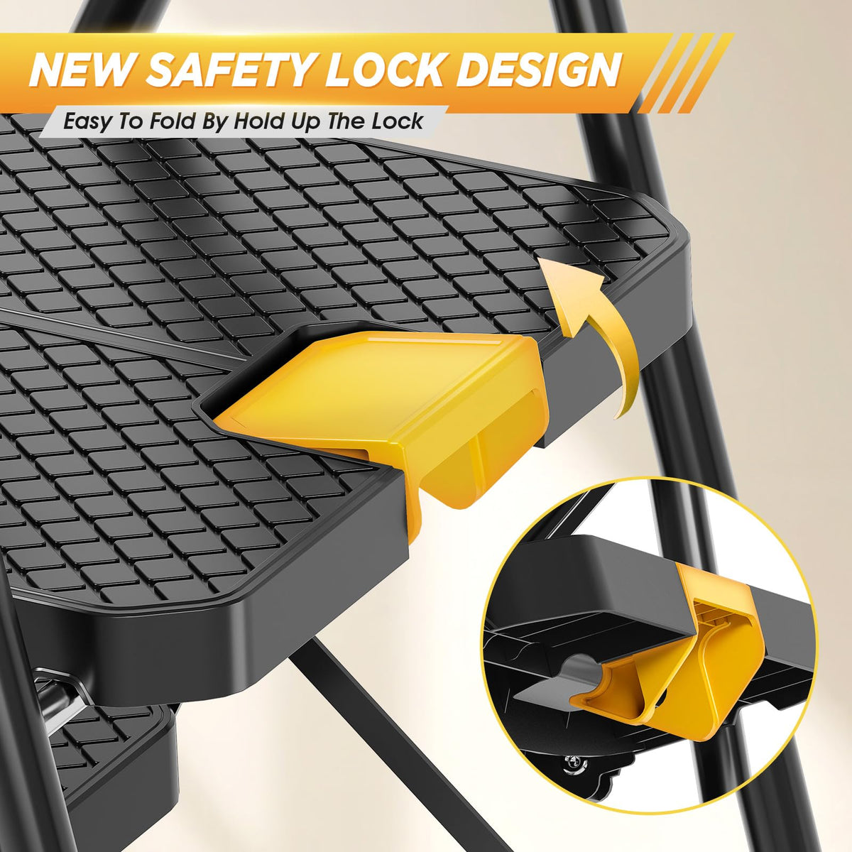 KINGRACK Step Ladder anti-slip pedals for safer ascent and stable footing.