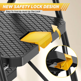 KINGRACK Step Ladder anti-slip pedals for safer ascent and stable footing.