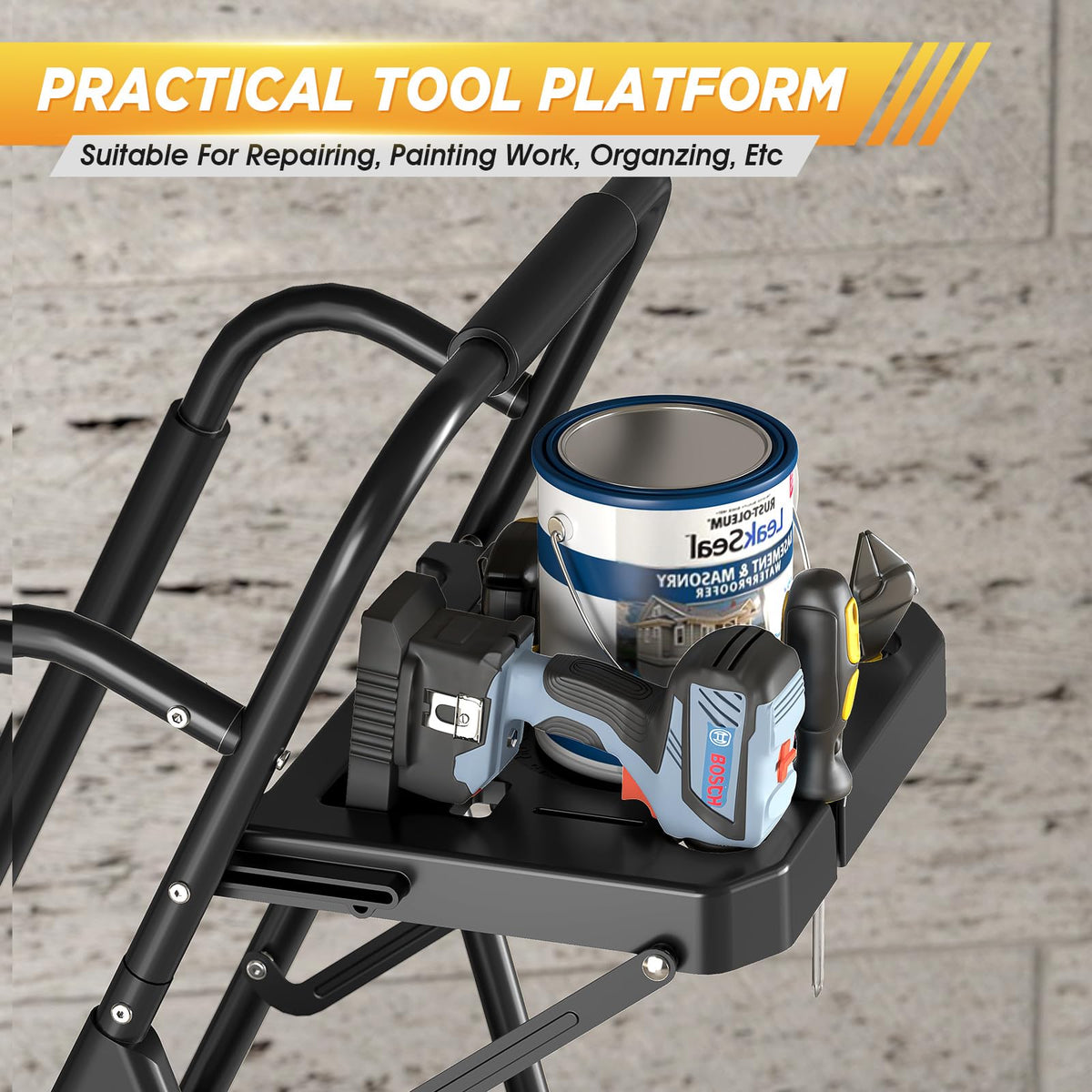 KINGRACK Step Ladder heavy-duty steel construction ensures long-term durability.