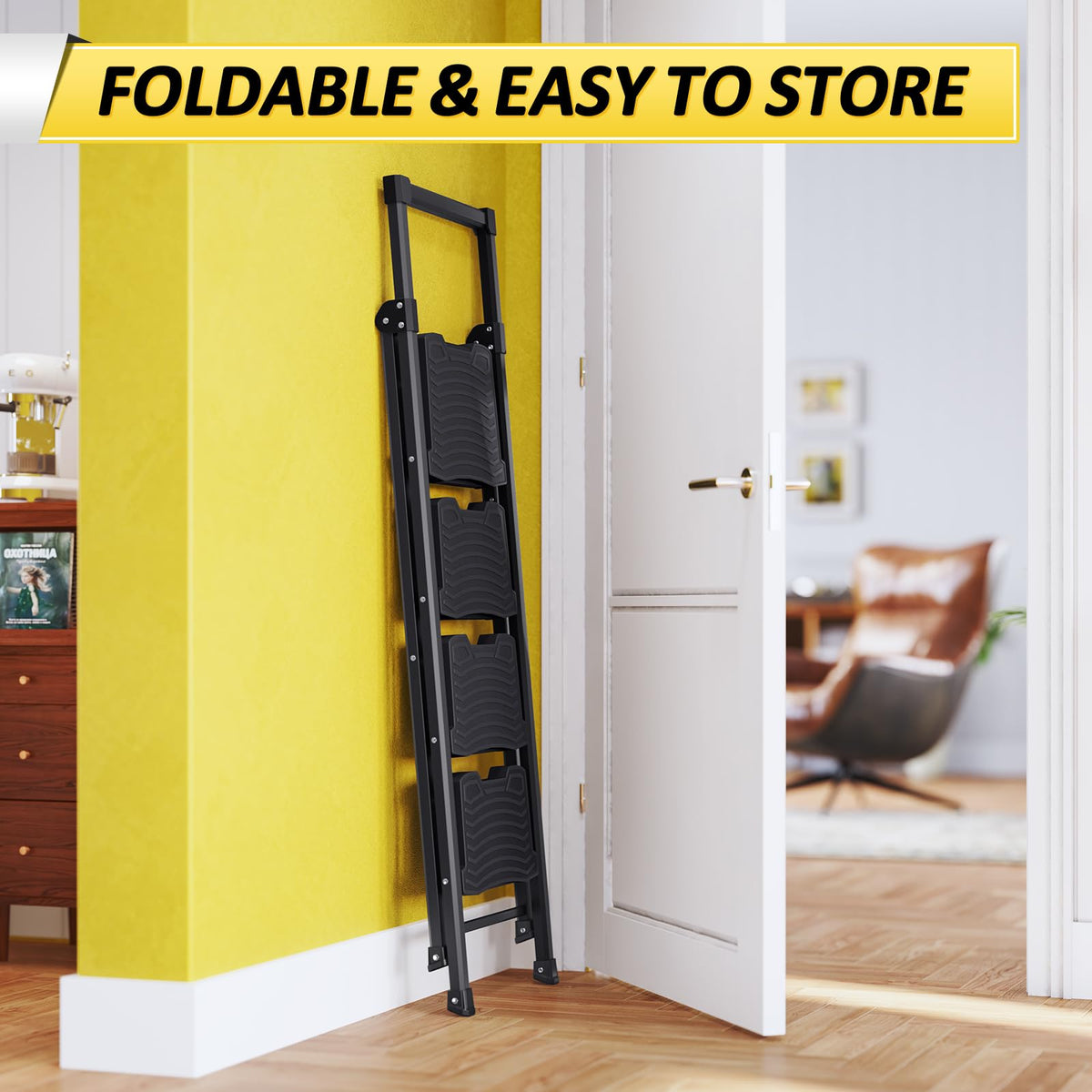 Kingrack ladder in kitchen or pantry for reach-in cabinets