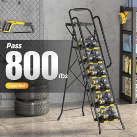 KINGRACK Step Ladder with tool platform for convenient work setup and storage.