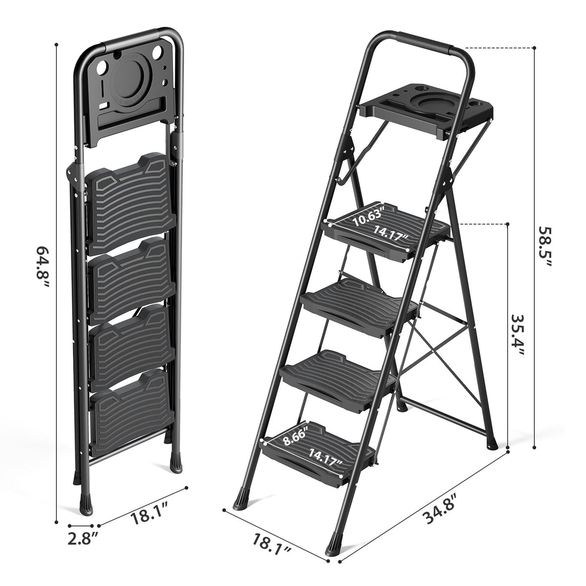 Compact folded size fits in corners or under furniture.