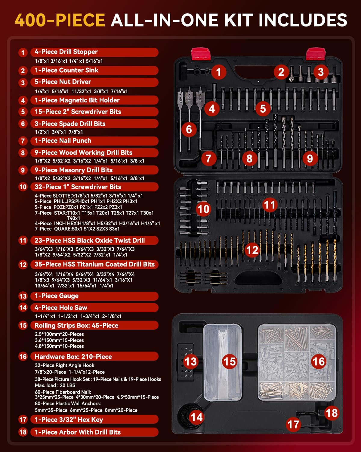KingTool case open showing complete bit assortment for DIY projects