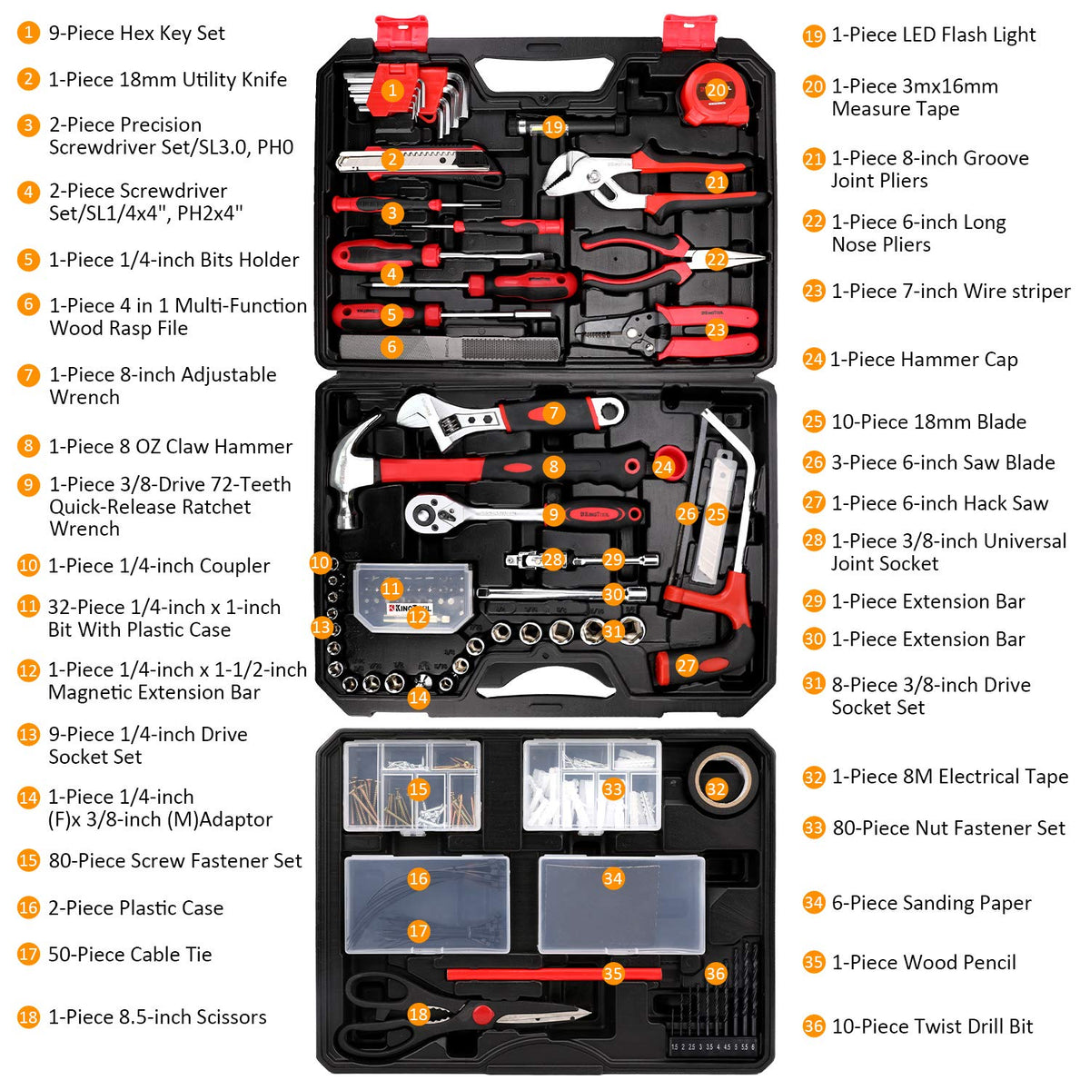 KingTool 1-drawer storage box keeping tools neatly separated and accessible.