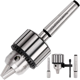 KingTool drill chuck set with 1/2-inch capacity and MT1/MT2 arbors for versatile machining