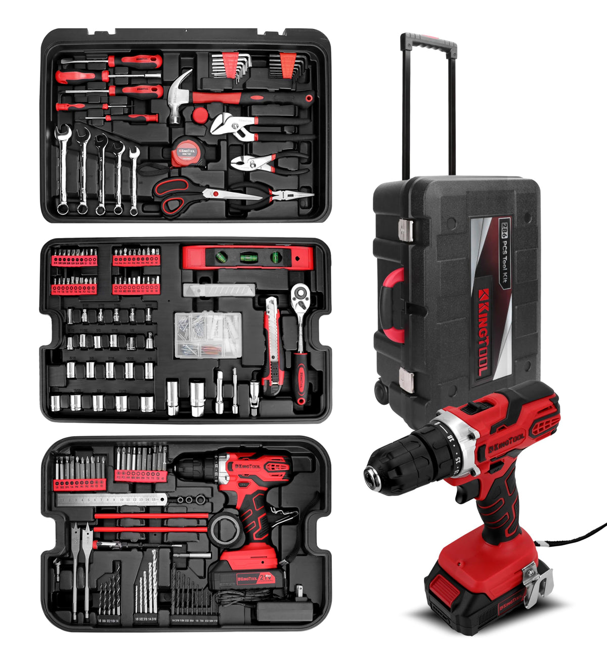 KingTool rolling box shows organized storage for easy DIY tasks.