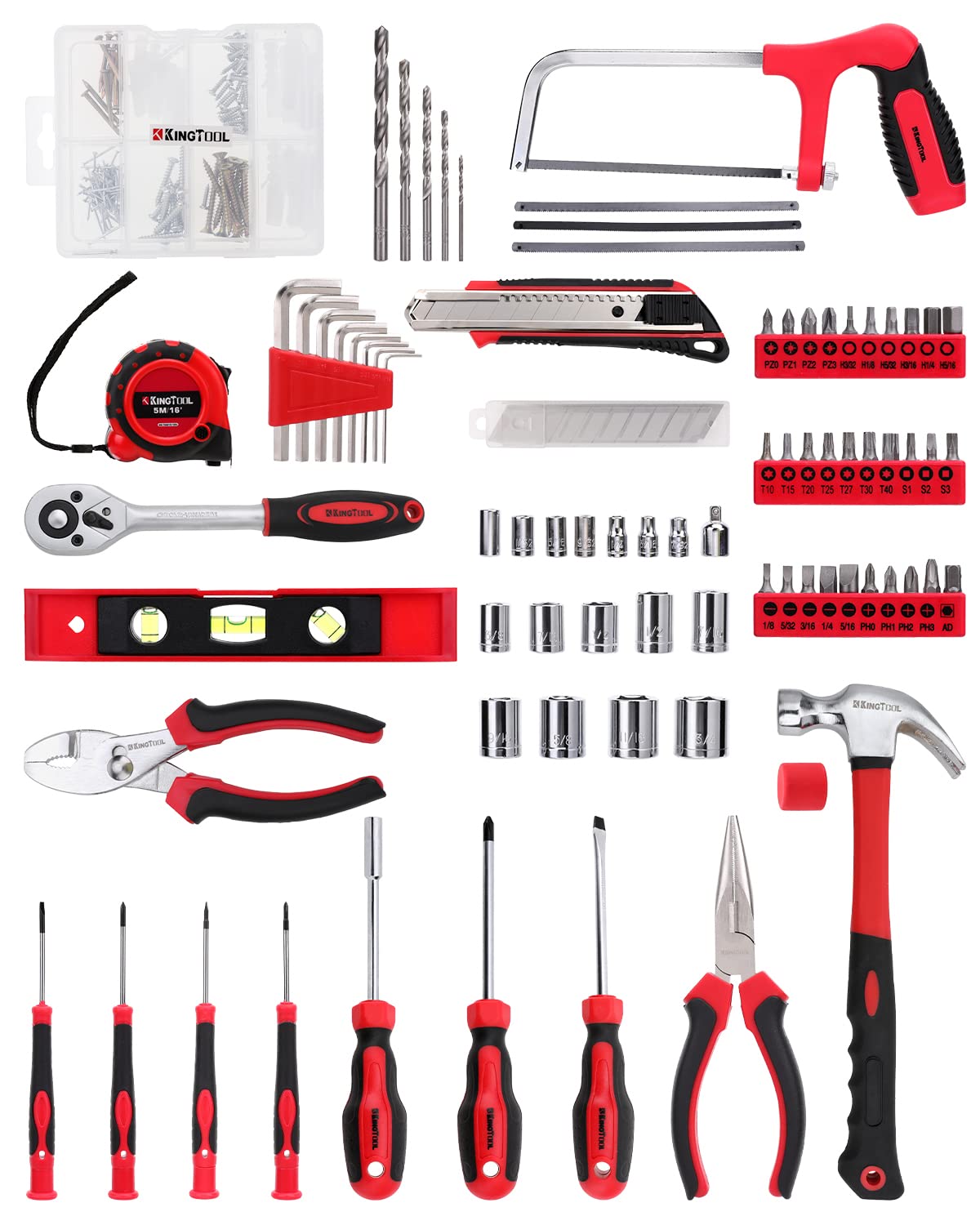KingTool soft-grip screwdrivers ensure comfortable use during tasks.