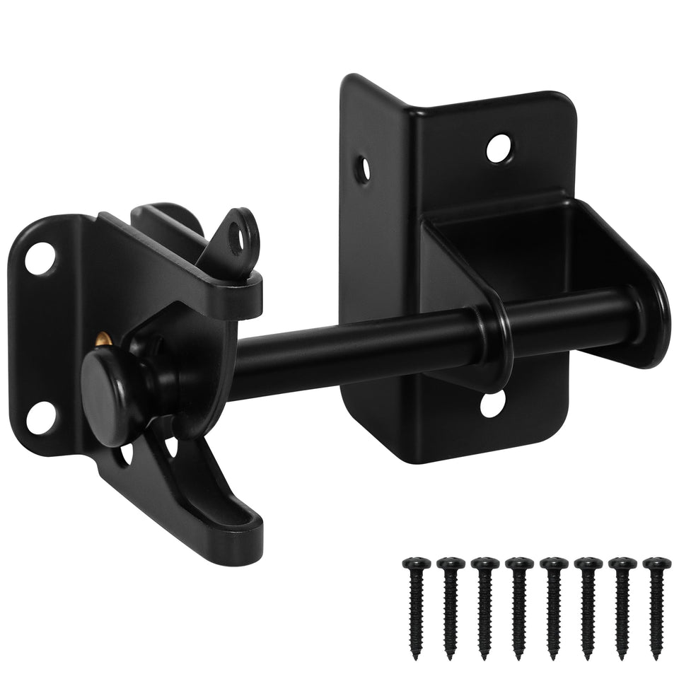 KINJOUZ self-locking gate latch on wooden gate with hands-free security
