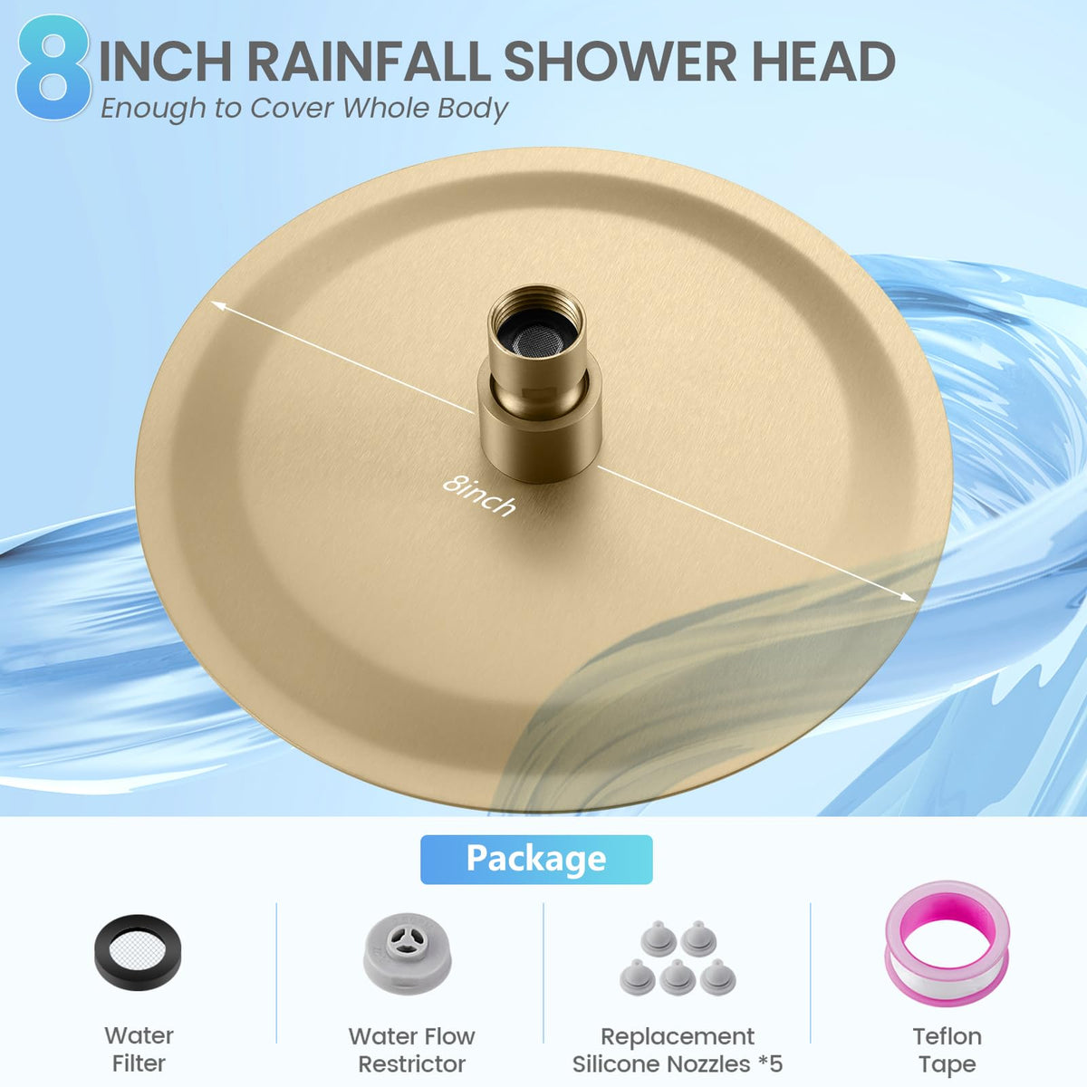 KINLIV 304 stainless steel shower head resists rust for long-lasting luxury