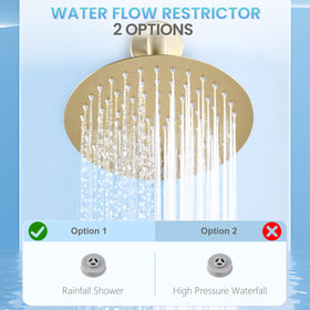KINLIV brushed gold shower head features anti-clog silicone nozzles for easy cleaning