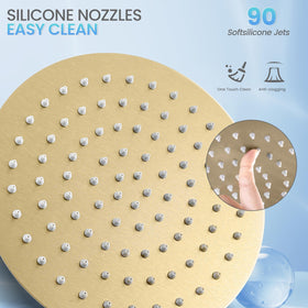 KINLIV brushed gold shower head ceiling mount option for open bathroom design