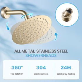 KINLIV brushed gold shower head mounted on wall for versatile use