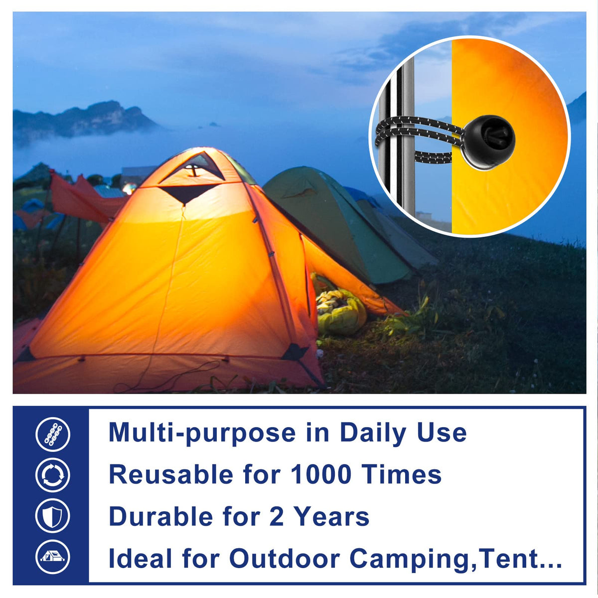 Kinzomor 50-piece set ideal for camping and gear organization.