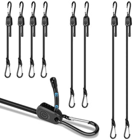 Kinzomor adjustable bungee cords with carabiners, 8-piece set, versatile for securing outdoor gear