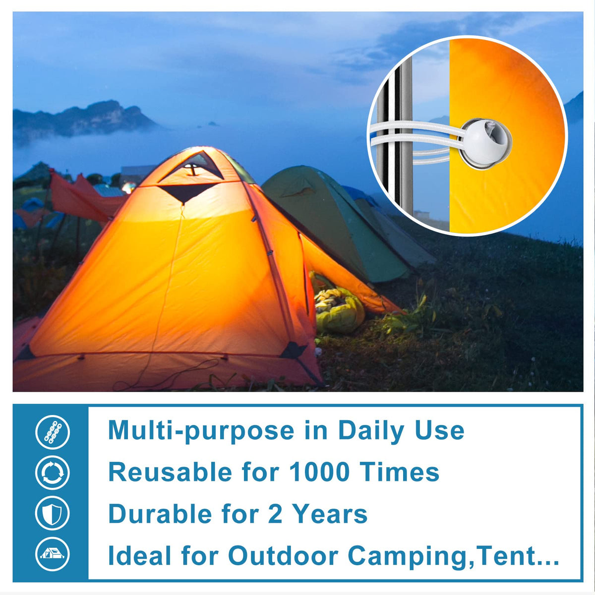 Kinzomor tent canopy attachment ball bungee 6inch for quick, reliable securing