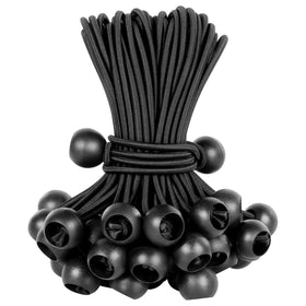 Kinzomor ball bungee cords provide secure tie-downs for tents and tarps.