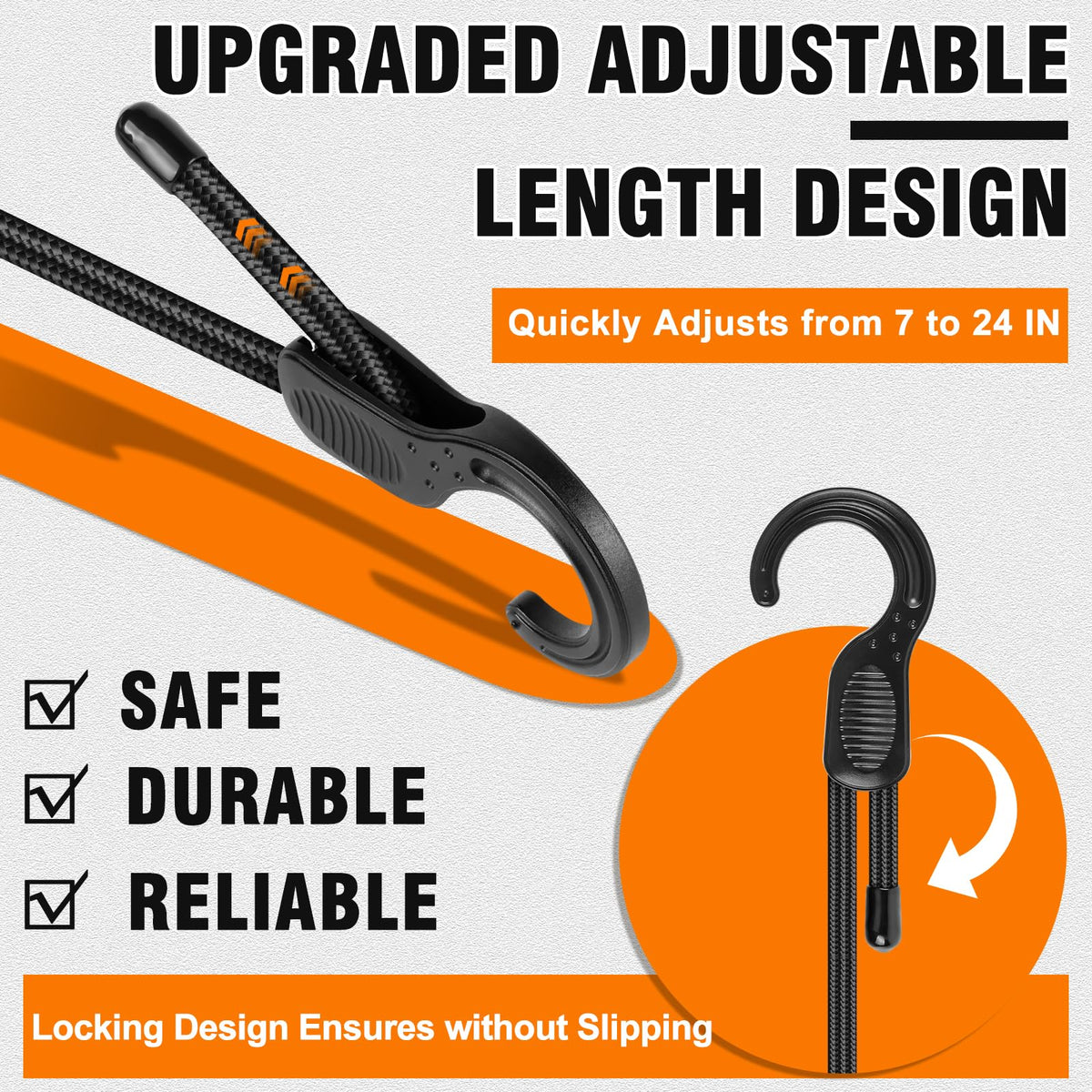 Kinzomor-bungee-cords-locking-system prevents slippage under high tension.