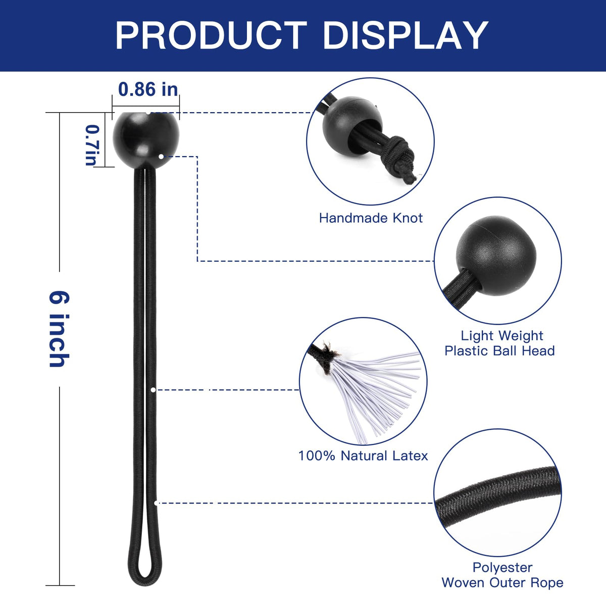 Kinzomor canopy ball bungee cords withstand outdoor use and tension.