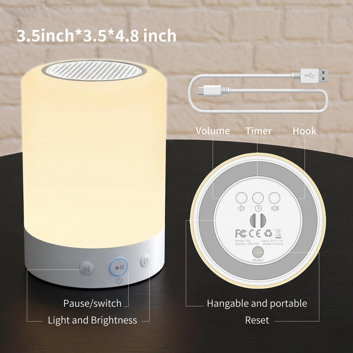 Kipcush portable design fits on nightstands or in luggage.