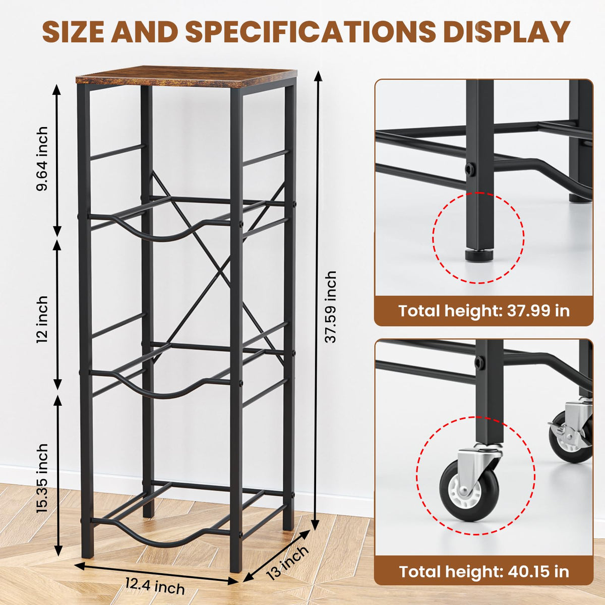 KIPHCA 3-tier water rack seen from the side, accommodating multiple bottles.