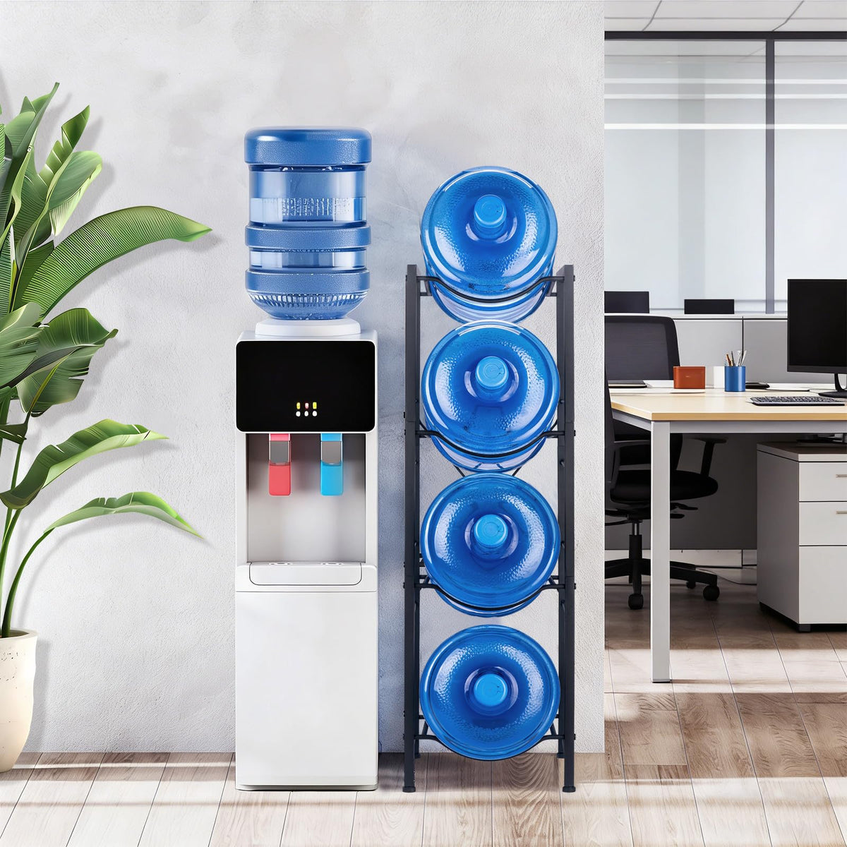 KIPHCA 4-tier rack side view showing stable multi-jug storage
