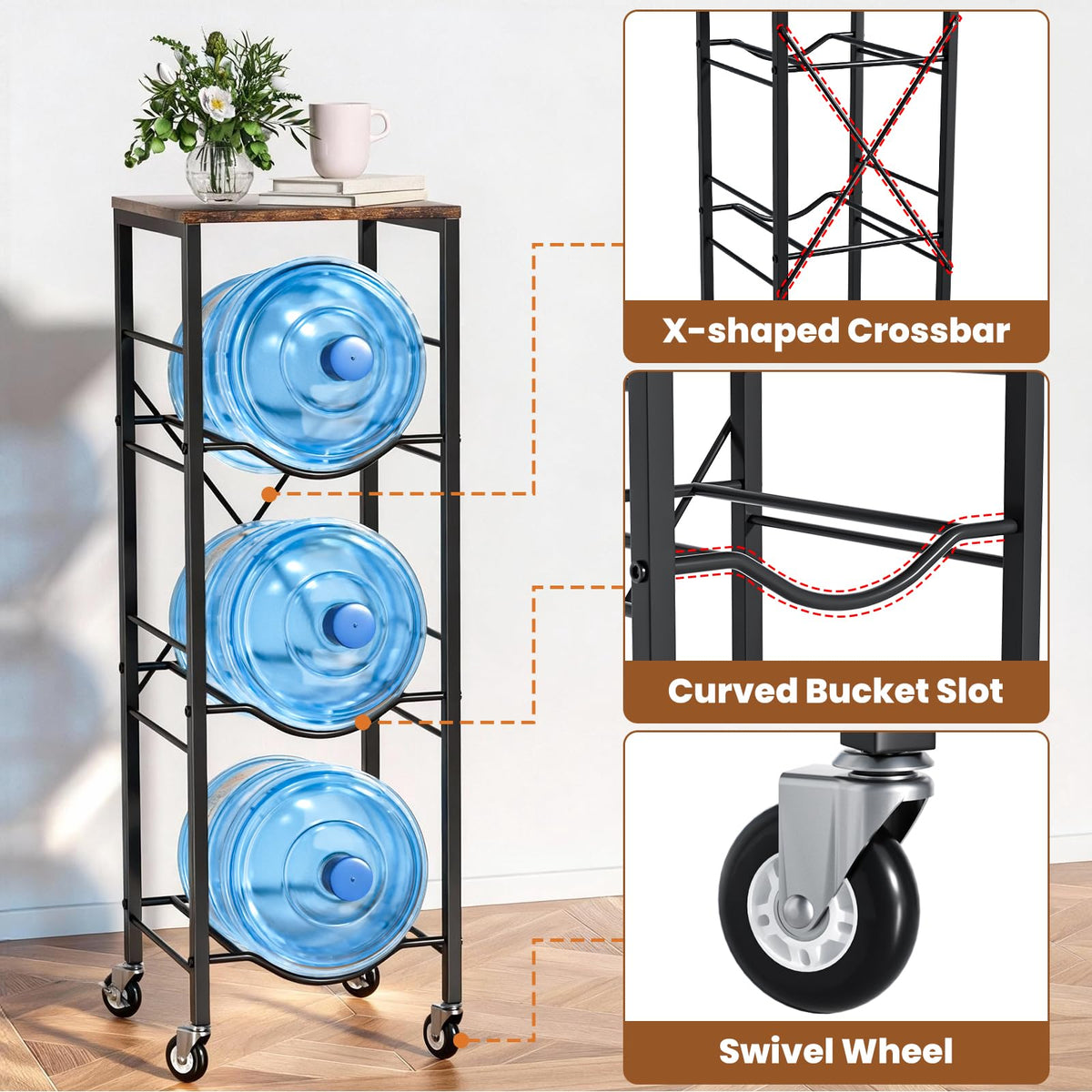 KIPHCA water jug rack with wheel base for easy relocation in any space.