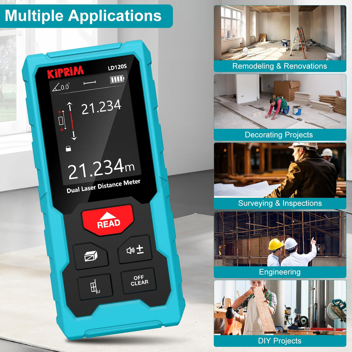 Kiprim LD120S stores up to 30 measurements for quick reference.