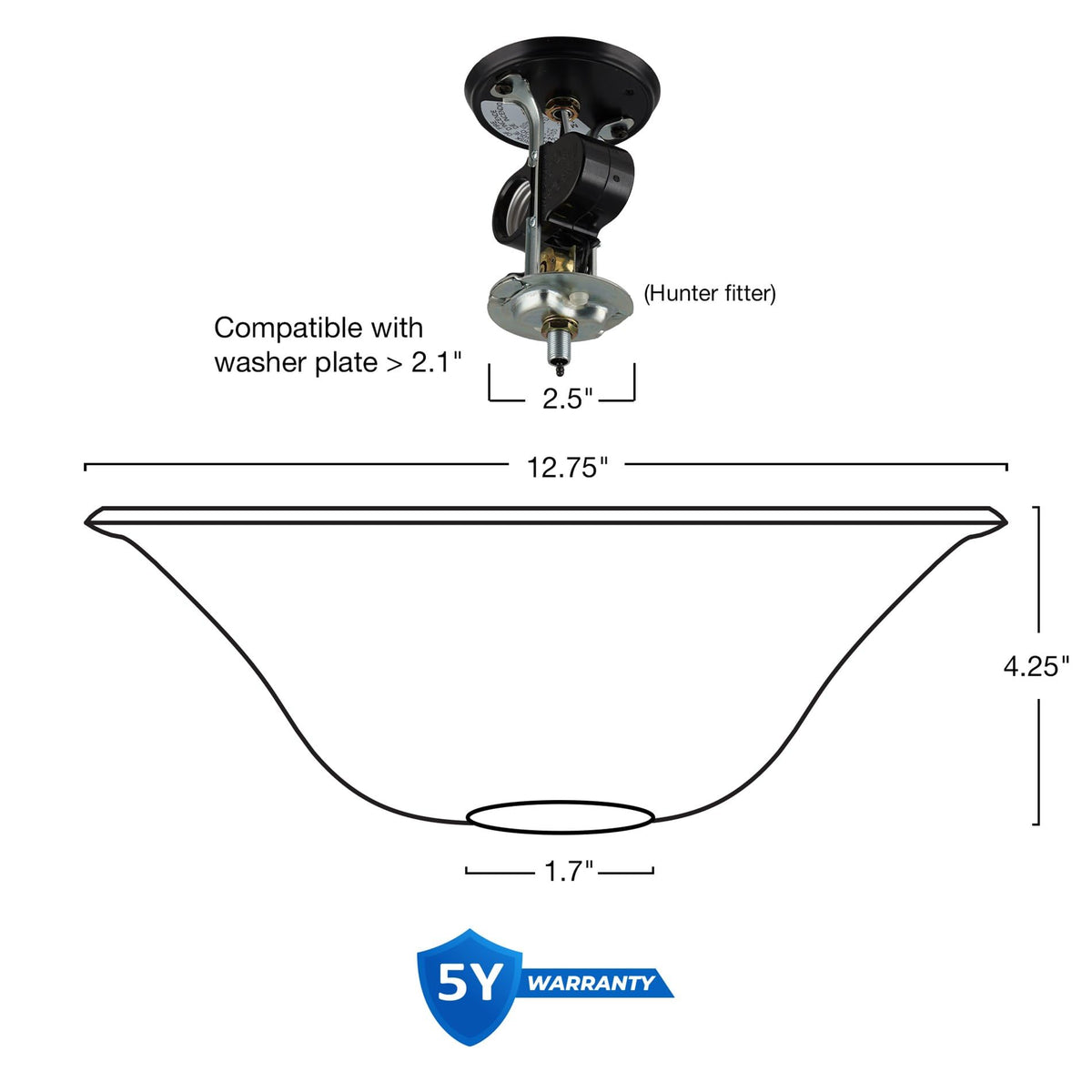 Kira Home universal-fit globe complements bowl-style light kits on many fans.